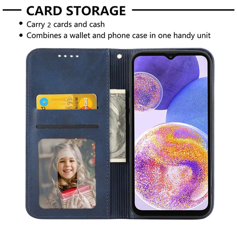 For Samsung Galaxy S22+ 5G Calf Texture PU Leather Imprinted Rhombus Pattern Case Phone Wallet Stand Cover with Strap - Blue