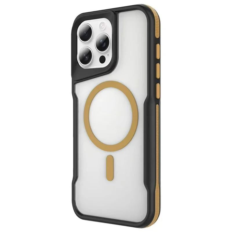 Funda Magnética para iPhone 16 Pro - Carcasa Trasera Antigolpes de TPU + PC con Tacto Suave - Amarillo