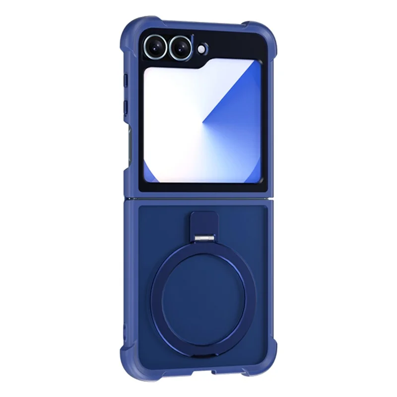 Per Samsung Galaxy Z Flip6 5G / Flip5 5G Cover Magnetica Antiurto TPU + PC con Supporto - Blu Scuro