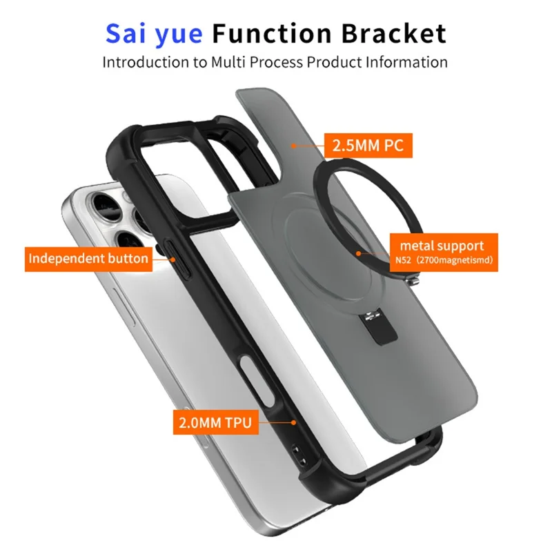 Funda magnética antiimpactos para iPhone 16 Pro TPU + PC Soporte - Oro Desierto