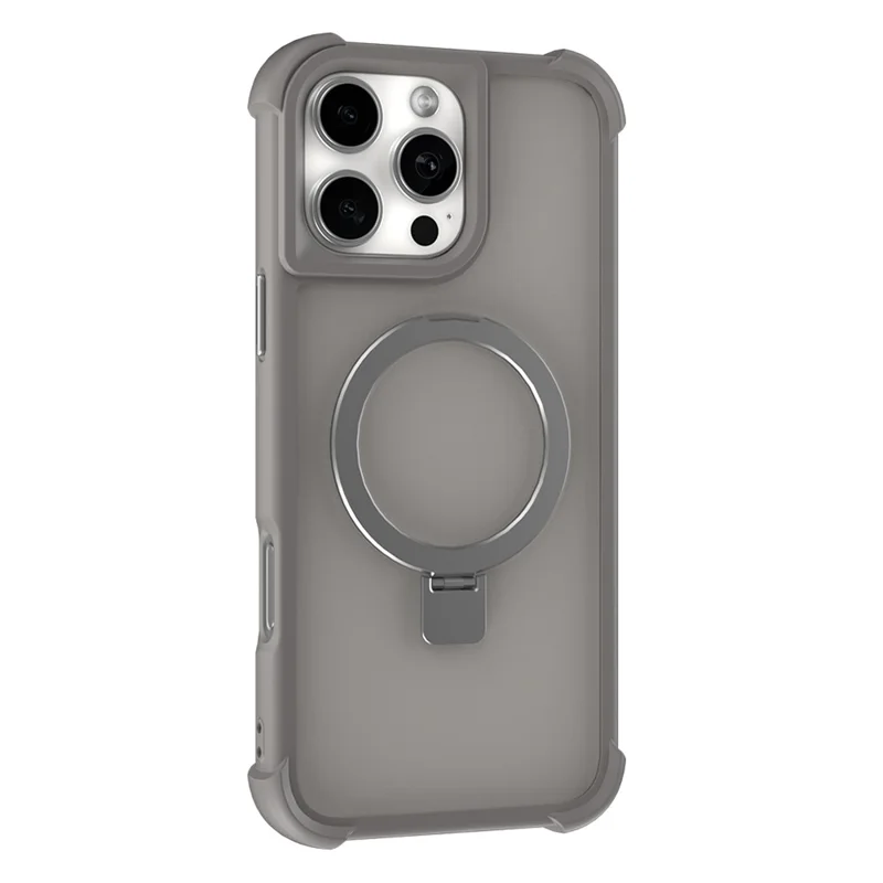 Für iPhone 16 Pro Max Magnetische Hülle Sturzsicher TPU + PC Ständer Telefonrückseite - Grau