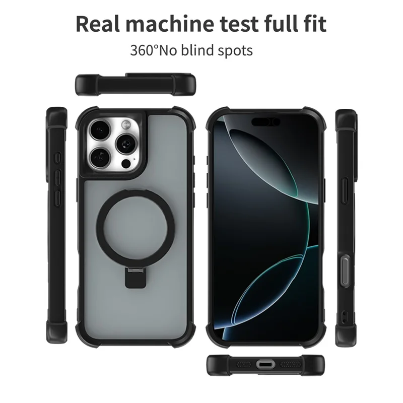 Für iPhone 16 Pro Max Magnetische Hülle Sturzsicher TPU + PC Ständer Telefonrückseite - Grau