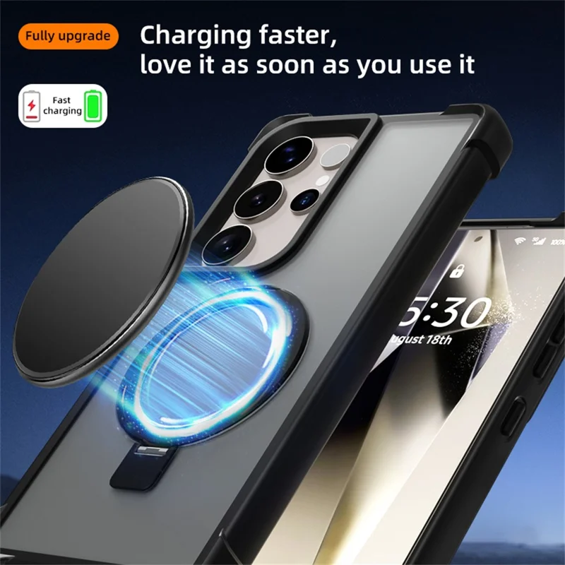 Für Samsung Galaxy S24 Ultra Magnetische Hülle Stoßfeste TPU + PC Ständer Handyrückseite - Dunkelviolett