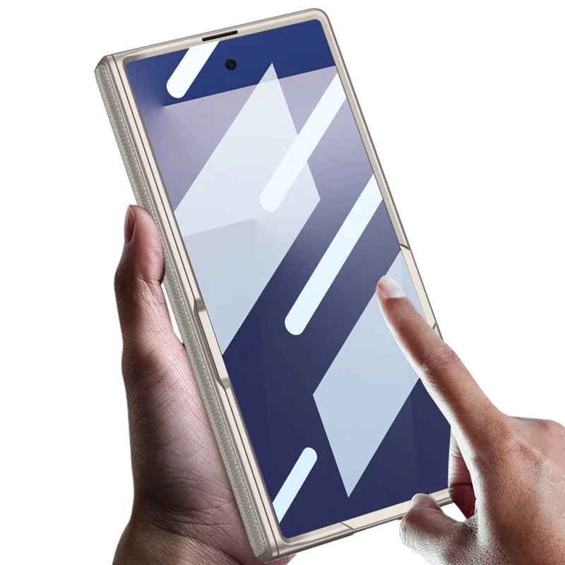 GKK For Samsung Galaxy Z Fold7 5G Case with Kickstand Hinge Protection PC + Tempered Glass Phone Cover - Carbon Fiber Texture