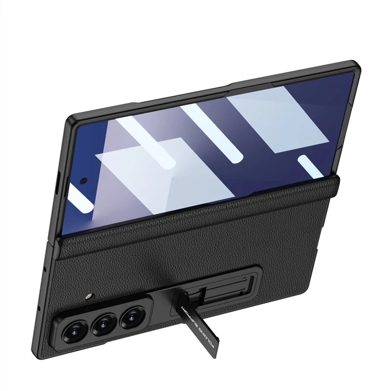 GKK For Samsung Galaxy Z Fold7 5G Case with Kickstand Hinge Protection PC + Tempered Glass Phone Cover - Carbon Fiber Texture