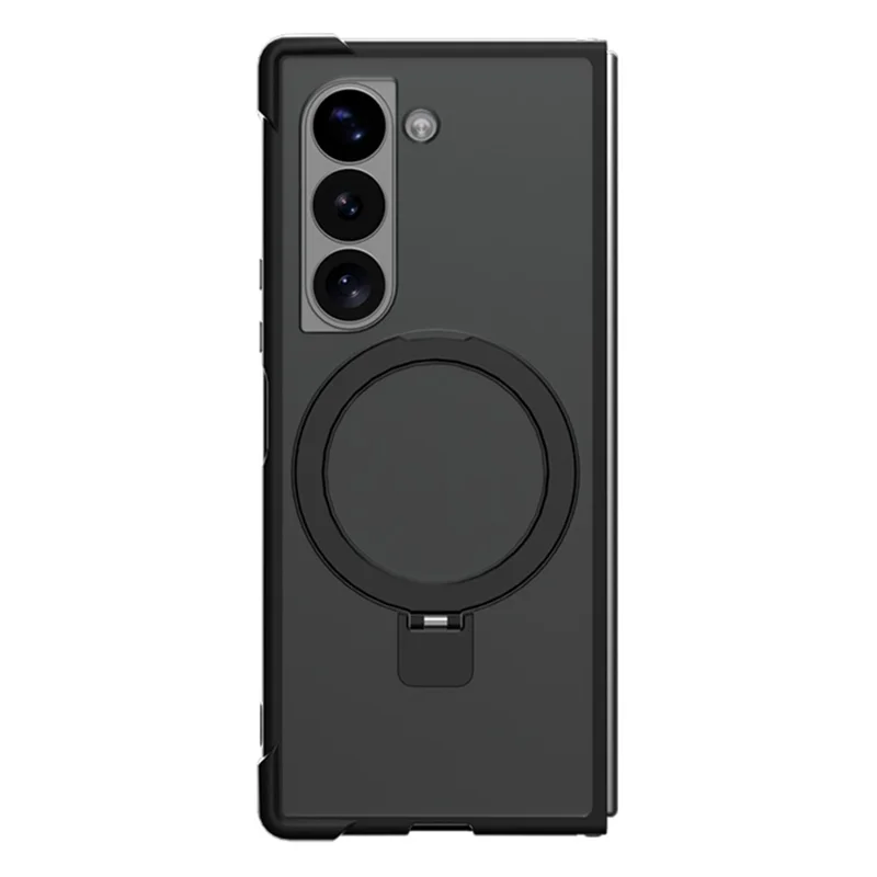 Für Samsung Galaxy Z Fold5 5G Magnetische Schutzhülle Stoßfest TPU + PC Ständer Handyhülle - Schwarz