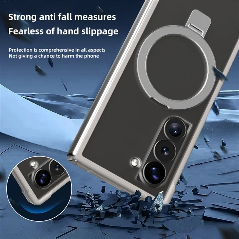 Étui magnétique pour Samsung Galaxy Z Fold6 5G Anti-chute TPU + PC avec support - Gris