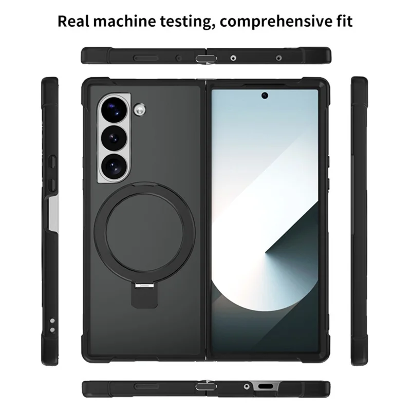 Étui magnétique pour Samsung Galaxy Z Fold6 5G Anti-chute TPU + PC avec support - Gris