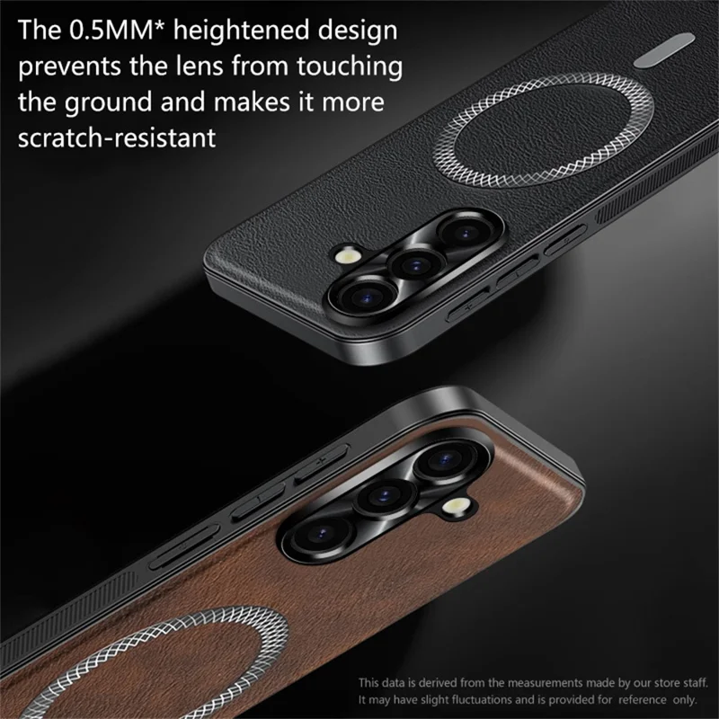 Étui pour Samsung Galaxy A35 5G Compatible avec MagSafe en PU TPU PC avec Cadre de Lentille Métallique - Noir