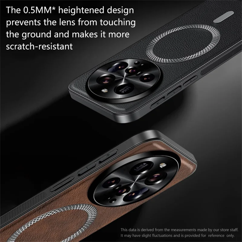 Para Xiaomi 15 Ultra Capa Compatível com MagSafe PU TPU PC Capa Traseira do Telefone com Moldura de Lente de Metal - Preto