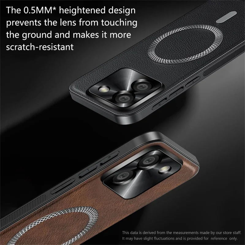 Pour étui Xiaomi Poco M7 Pro 5G Compatible avec MagSafe, Housse de téléphone en PU TPU PC avec Cadre de Lentille Métallique - Noir