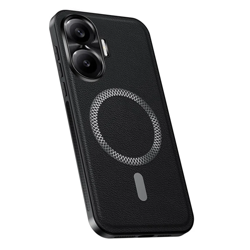 Capa para Xiaomi Redmi Turbo 4 Pro 5G Compatível com MagSafe em PU TPU PC com Moldura de Lente Metálica - Preto