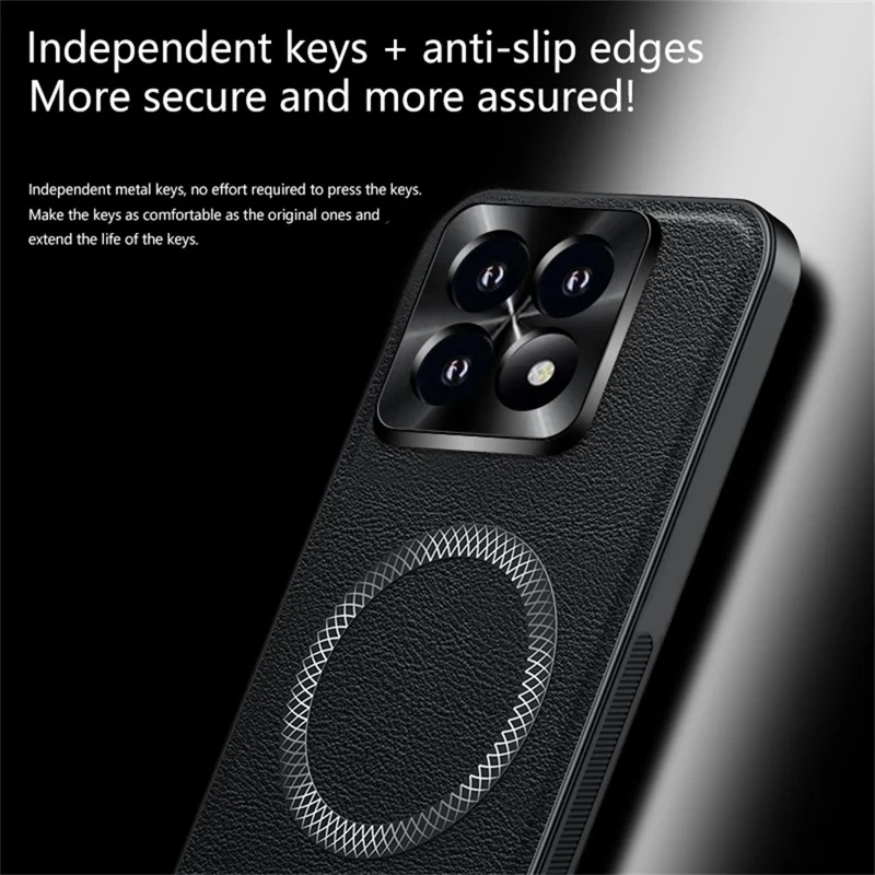 Funda para Xiaomi 14T Pro Compatible con MagSafe, Carcasa Trasera de TPU y PC con Marco de Lente Metálico - Negro