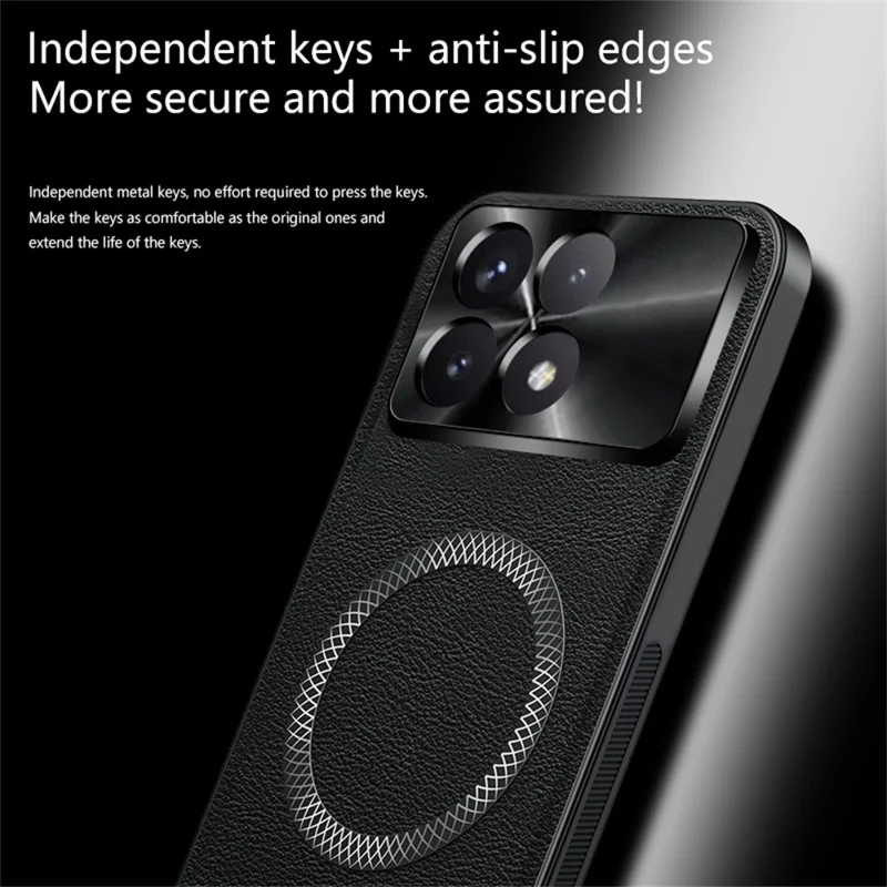 Funda para Xiaomi Redmi K70 5G / Poco F6 Pro 5G Compatible con MagSafe - Carcasa Trasera de TPU y PC con Marco de Lente Metálico - Negro