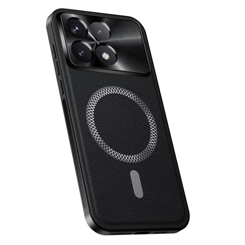 Pour Xiaomi Redmi K70E 5G / Poco X6 Pro 5G Étui Compatible avec MagSafe en PU TPU PC Coque Arrière de Téléphone avec Cadre de Lentille Métallique - Noir