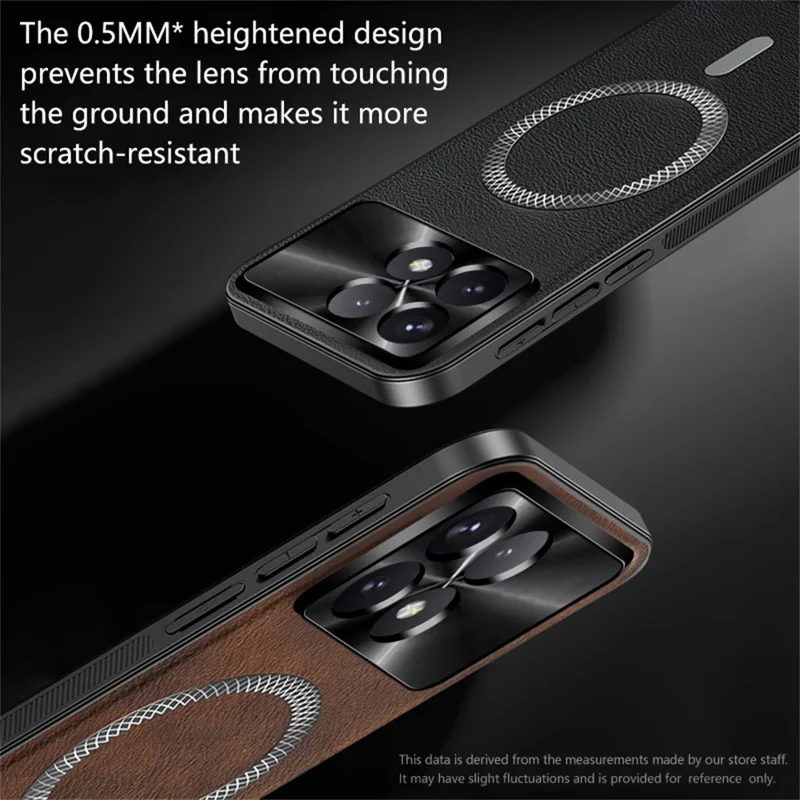 Pour Xiaomi Redmi K70E 5G / Poco X6 Pro 5G Étui Compatible avec MagSafe en PU TPU PC Coque Arrière de Téléphone avec Cadre de Lentille Métallique - Noir