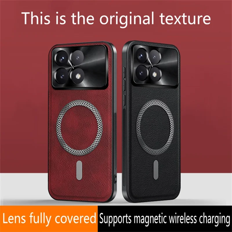 Pour Xiaomi Redmi K70E 5G / Poco X6 Pro 5G Étui Compatible avec MagSafe en PU TPU PC Coque Arrière de Téléphone avec Cadre de Lentille Métallique - Noir