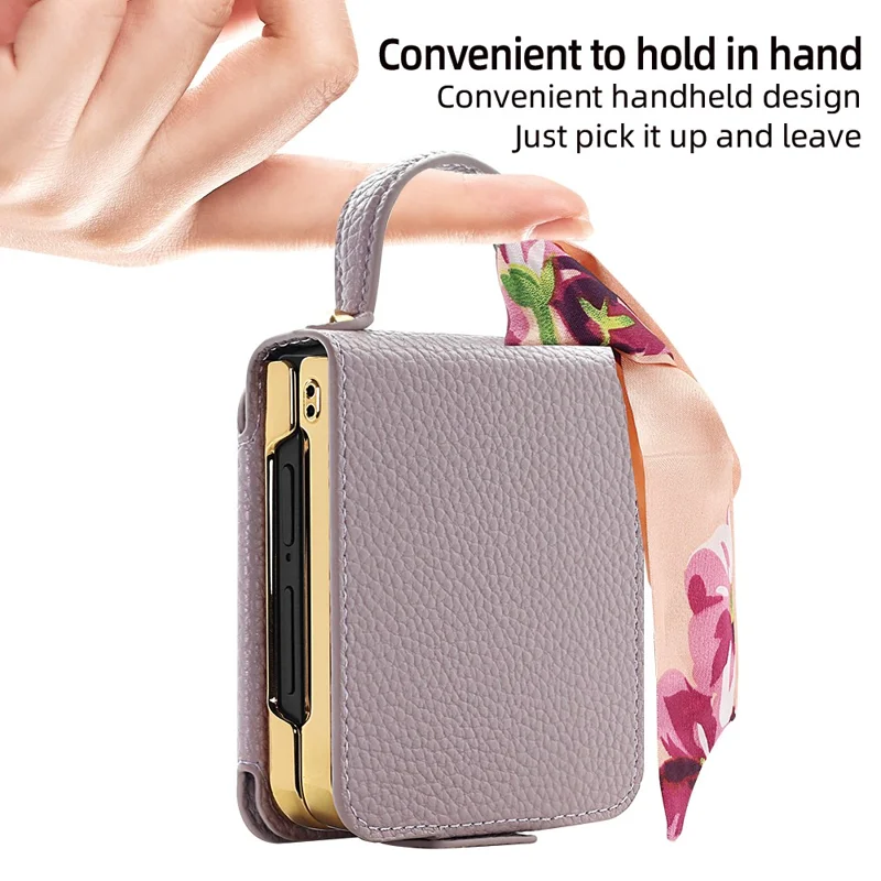 Funda para Samsung Galaxy Z Flip7 5G de Cuero PU + PC con Espejo - Morado