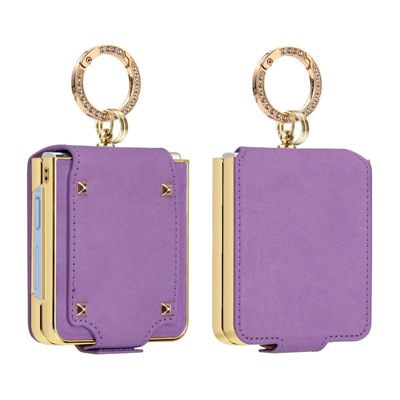 Cover per Samsung Galaxy Z Flip7 5G in PU + PC con Supporto da Dito - Viola