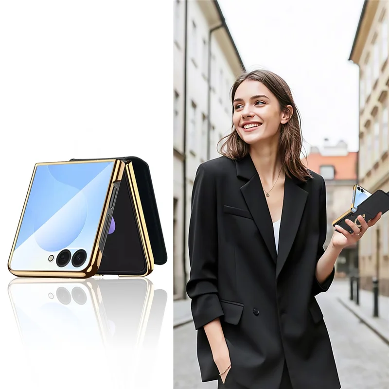 Cover per Samsung Galaxy Z Flip7 5G in PU + PC con Supporto da Dito - Viola