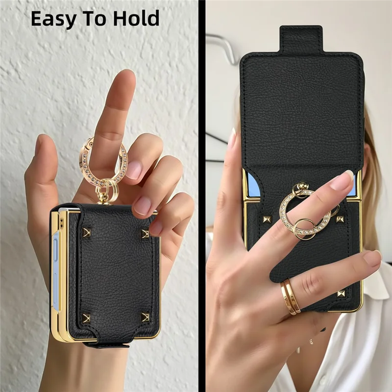 Cover per Samsung Galaxy Z Flip7 5G in PU + PC con Supporto da Dito - Viola