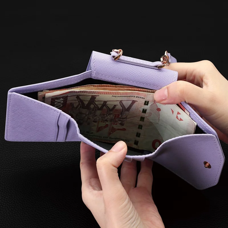 Cover a portafoglio per Samsung Galaxy Z Flip7 5G in PU + PC antiurto con cinturino da polso - Viola