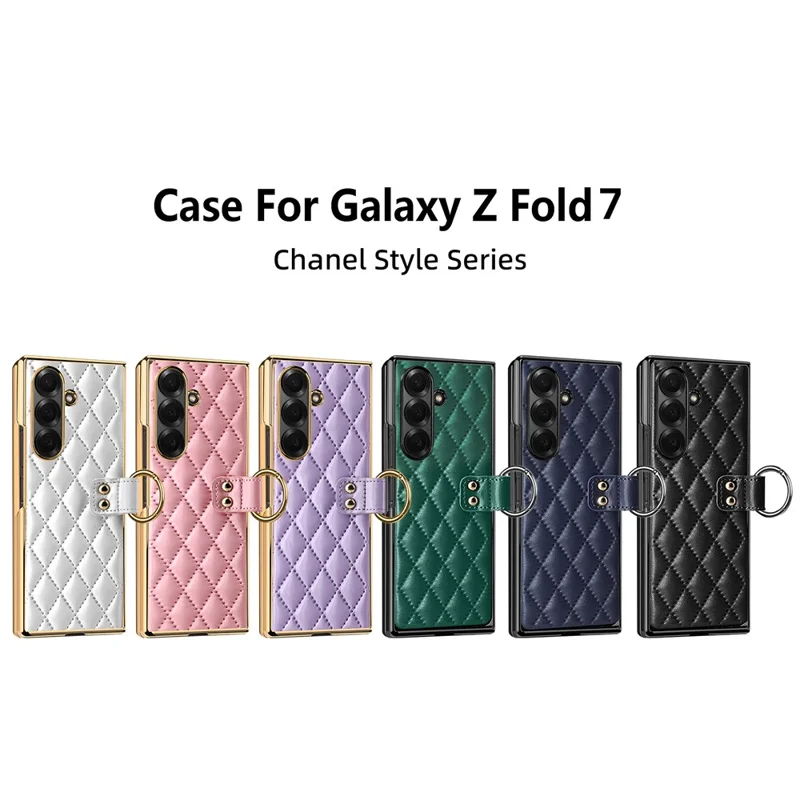 Funda para Samsung Galaxy Z Fold7 5G con Diseño de Rejilla de Rombos y Película de Vidrio Templado - Negro
