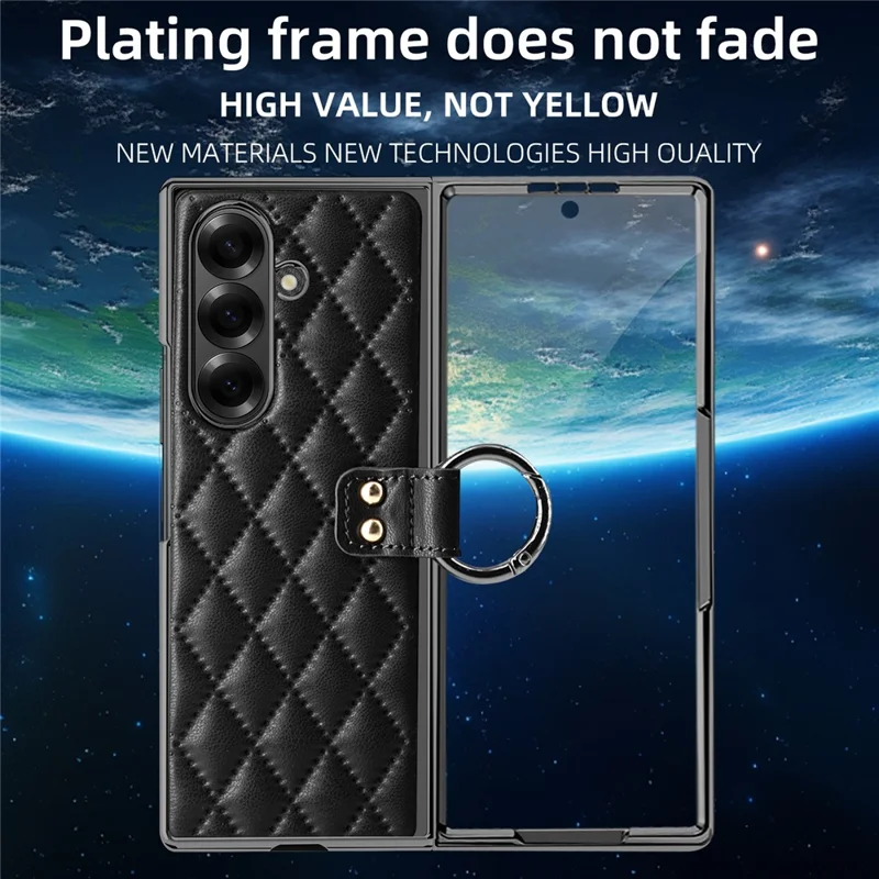 Funda para Samsung Galaxy Z Fold7 5G con Diseño de Rejilla de Rombos y Película de Vidrio Templado - Negro
