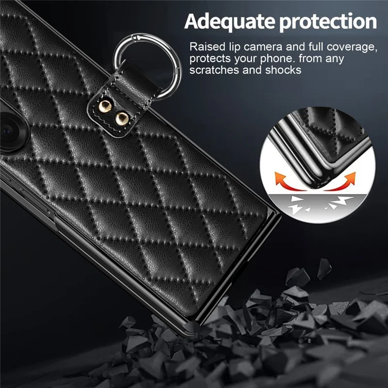 Funda para Samsung Galaxy Z Fold7 5G con Diseño de Rejilla de Rombos y Película de Vidrio Templado - Negro