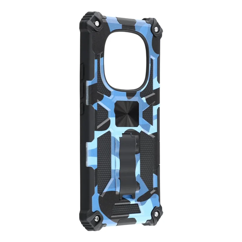 Cover per Xiaomi Redmi Note 14 Pro 4G / Note 14 Pro+ 5G con Supporto PC+TPU Mimetico Militare - Blu Mimetico