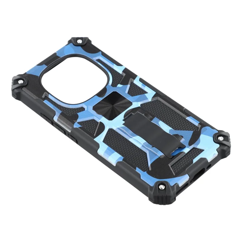 Cover per Xiaomi Redmi Note 14 Pro 4G / Note 14 Pro+ 5G con Supporto PC+TPU Mimetico Militare - Blu Mimetico