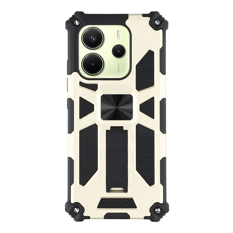 Étui de protection pour Xiaomi Redmi Note 14 4G (163,25 mm) / Note 14 5G avec support Coque arrière en PC + TPU - Or