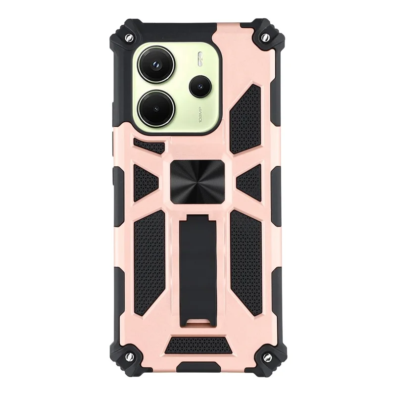 For Xiaomi Redmi Note 14 4G (163.25mm) / Note 14 5G Phone Case Kickstand Drop Protection PC + TPU Back Cover - Rose Gold