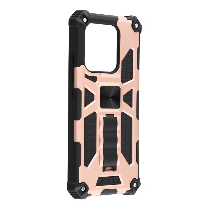 For Xiaomi Redmi Note 14 4G (163.25mm) / Note 14 5G Phone Case Kickstand Drop Protection PC + TPU Back Cover - Rose Gold