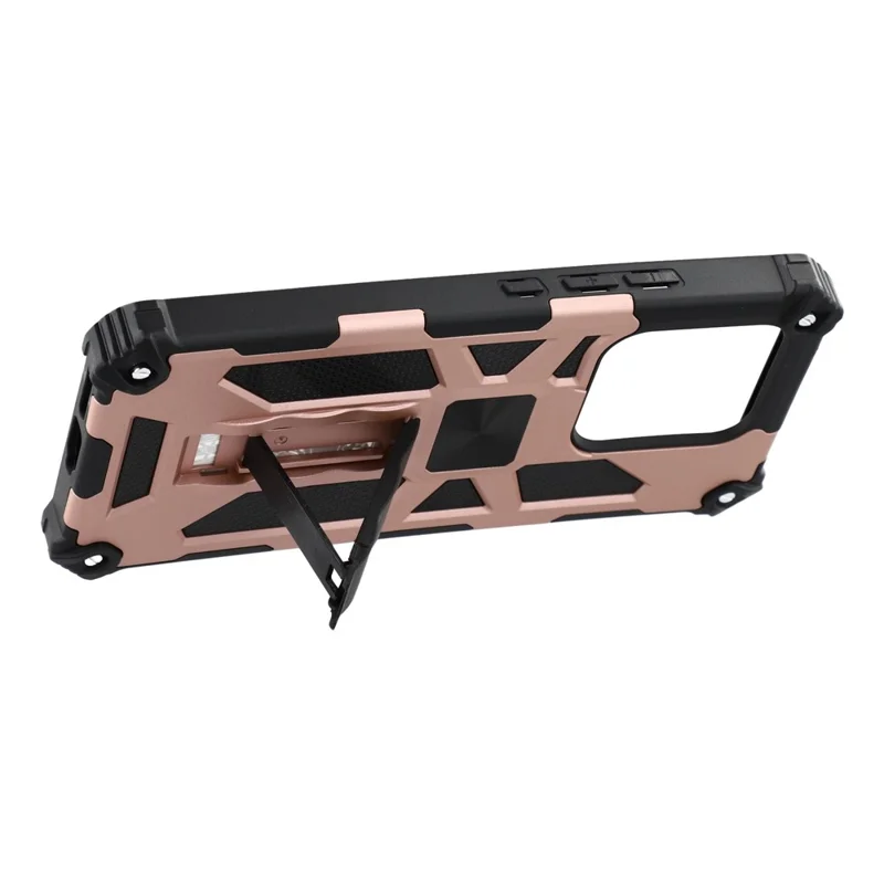 For Xiaomi Redmi Note 14 4G (163.25mm) / Note 14 5G Phone Case Kickstand Drop Protection PC + TPU Back Cover - Rose Gold