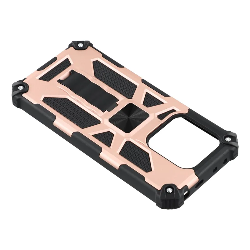 For Xiaomi Redmi Note 14 4G (163.25mm) / Note 14 5G Phone Case Kickstand Drop Protection PC + TPU Back Cover - Rose Gold