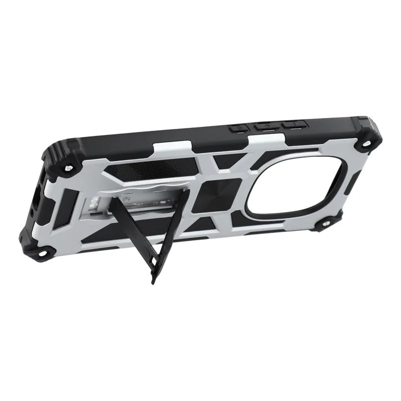 Para Xiaomi Redmi Note 14 Pro 4G / 5G / Note 14 Pro+ 5G Funda de teléfono Soporte Protección contra caídas Cubierta trasera de PC + TPU - Plata