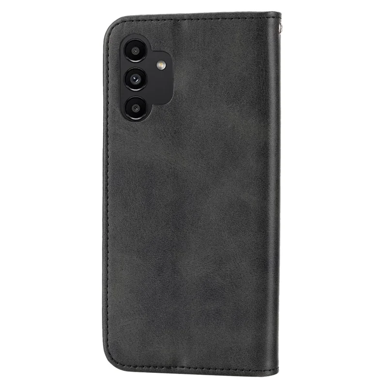 For Samsung Galaxy A32 4G (EU Version) Calf Texture Wallet Stand Anti-drop Phone Case PU Leather Imprinted Rhombus Pattern Smartphone Cover with Strap - Black