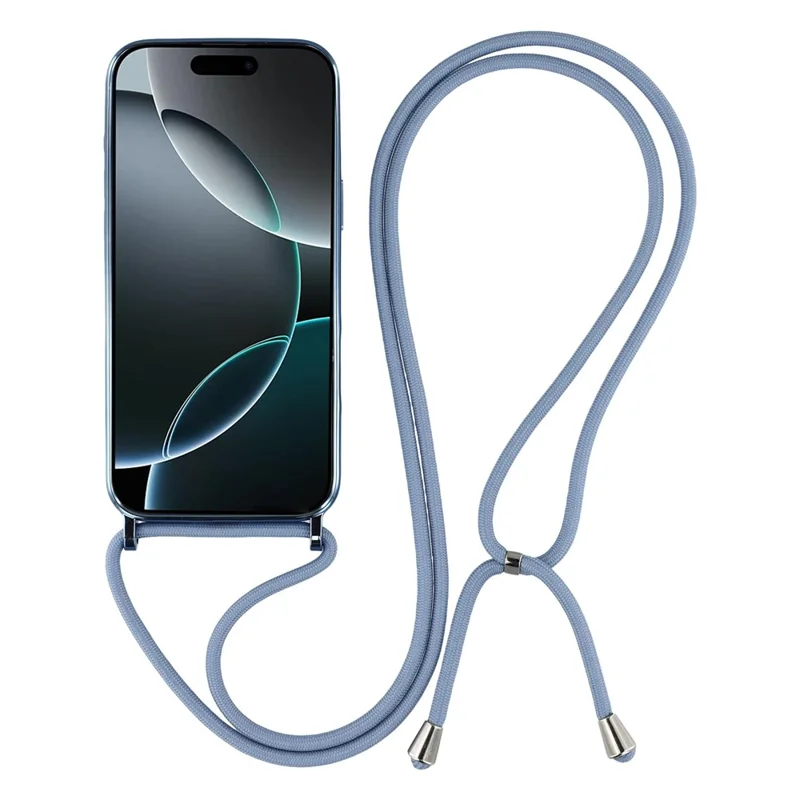 Étui magnétique pour iPhone 17 Pro avec bordure électrolytique, coque de téléphone TPU et bandoulière - Bleu