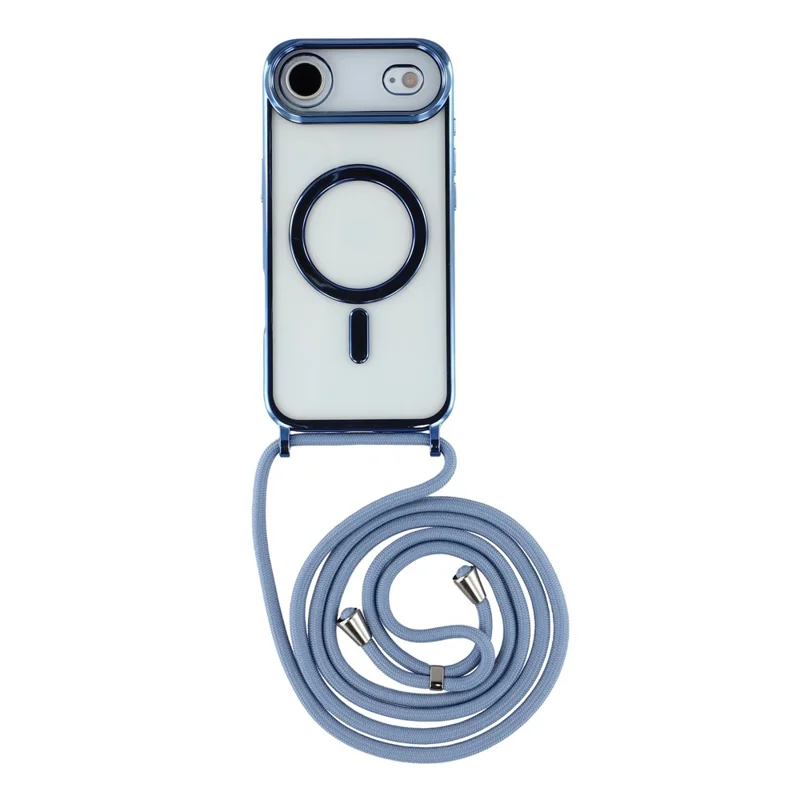 Pour iPhone 17 Étui Magnétique Électropoli avec Bord TPU et Bandoulière - Bleu