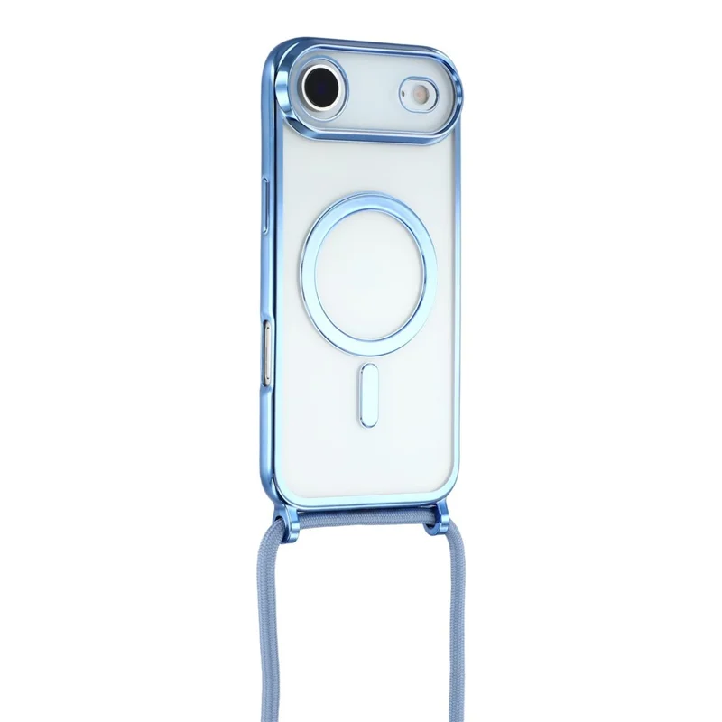 Pour iPhone 17 Étui Magnétique Électropoli avec Bord TPU et Bandoulière - Bleu