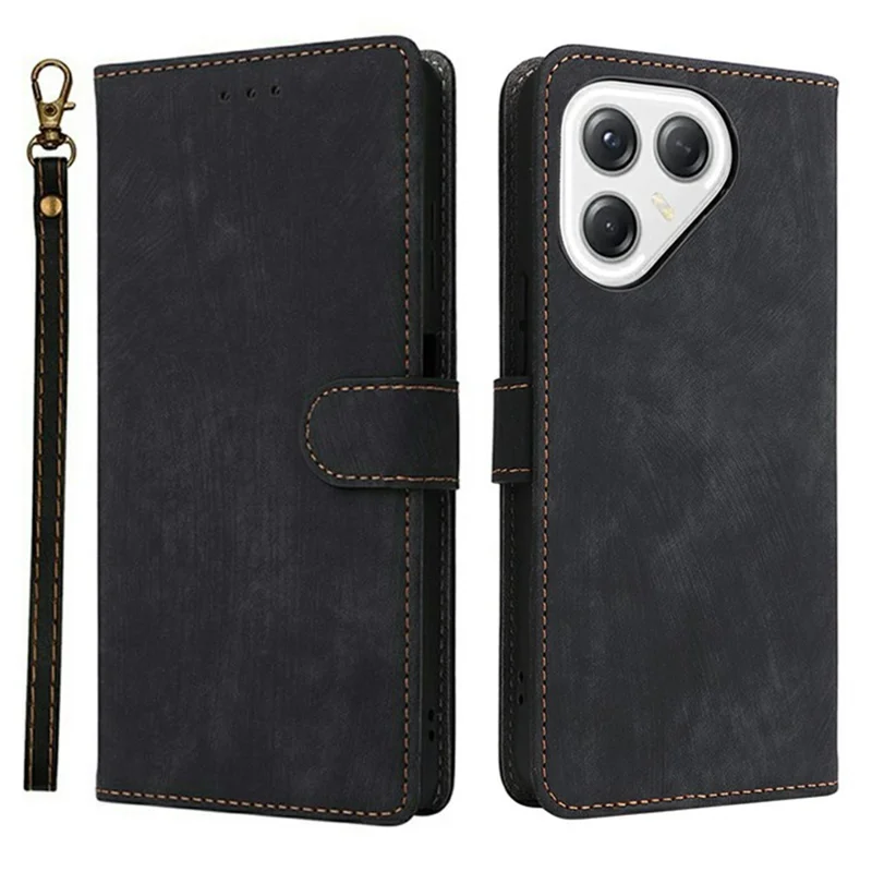 For TECNO Pova 7 Ultra 5G LJ9 Case Wallet RFID Blocking PU Leather Phone Cover Stand with Strap - Black