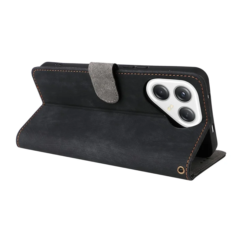 For TECNO Pova 7 Ultra 5G LJ9 Case Wallet RFID Blocking PU Leather Phone Cover Stand with Strap - Black