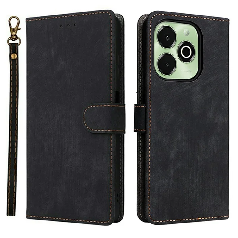 Чехол-кошелек для Umidigi G9x 4G / G100x 4G / 5G / Note 100x 4G / 5G с блокировкой RFID, из искусственной кожи, с подставкой и ремешком - Черный