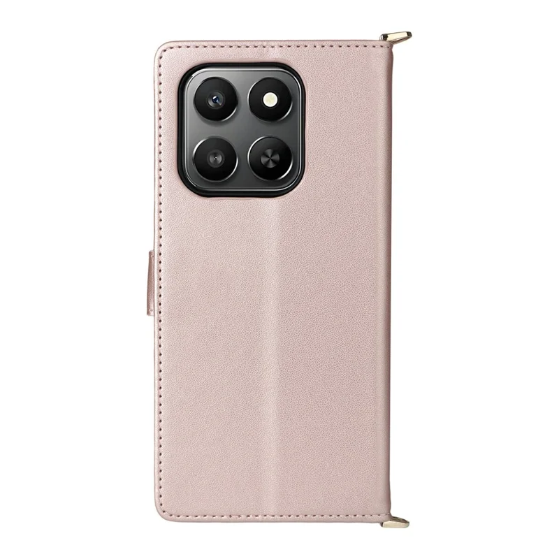 Funda Inteligente For Honor 400 con Correa para Hombro / Muñeca, Cubierta de Cuero para Teléfono con Soporte y Cartera - Rosa