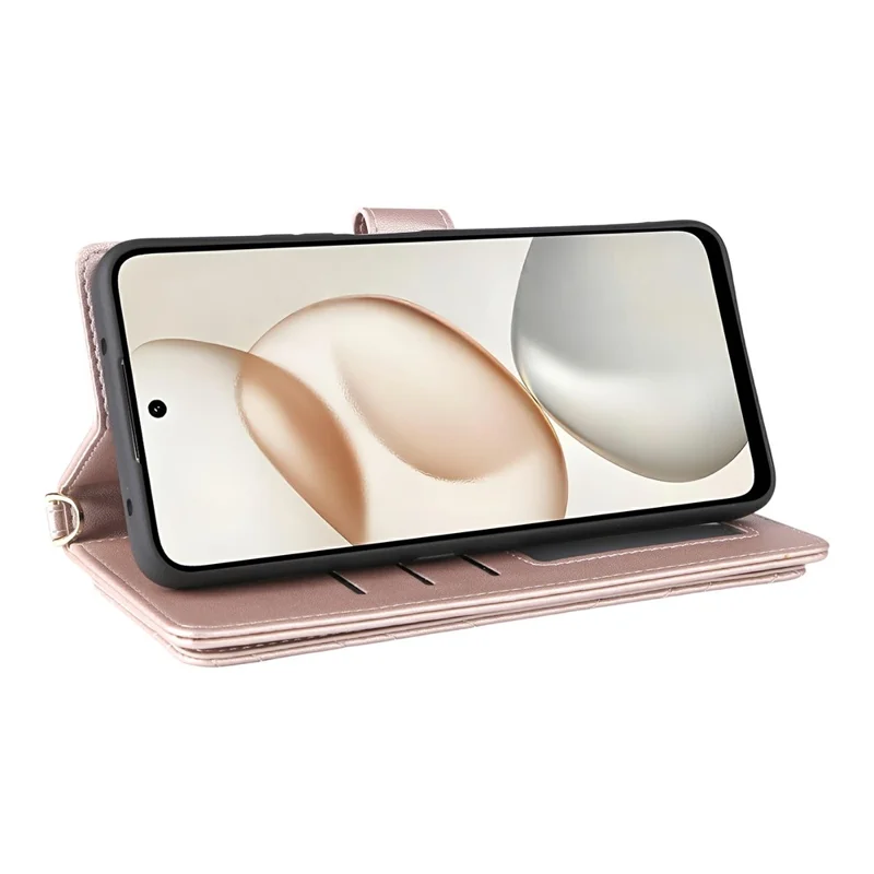 Funda Inteligente For Honor 400 con Correa para Hombro / Muñeca, Cubierta de Cuero para Teléfono con Soporte y Cartera - Rosa
