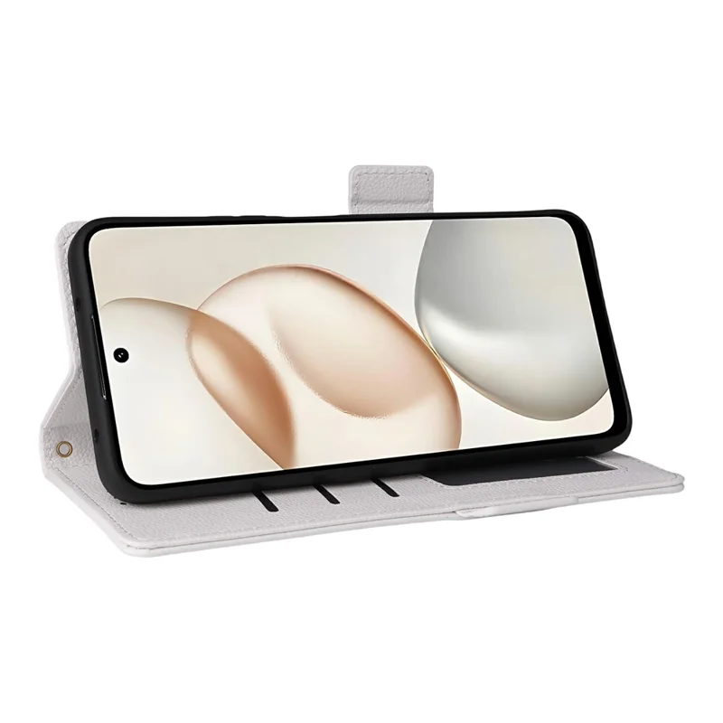 Étui intelligent For Honor 400 avec bracelet, texture de litchi, en cuir PU, housse de téléphone portefeuille - Blanc