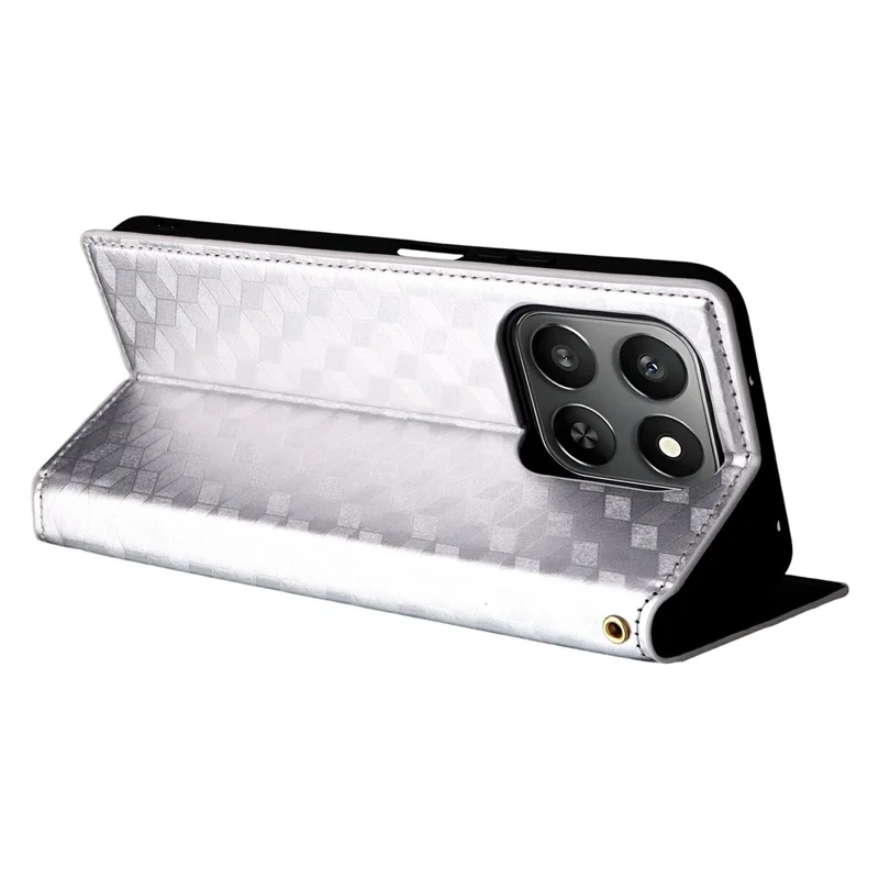 For Honor 400 Smart Case Wallet Rhombus Imprinted Ledertasche für Mobiltelefon - Silber