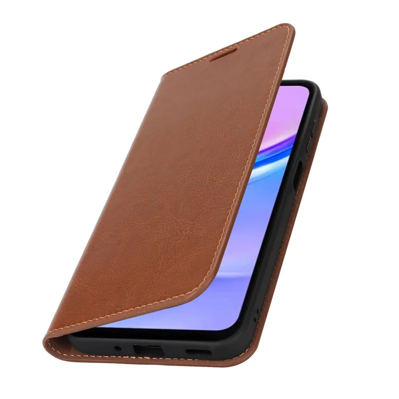 Für Samsung Galaxy A17 5G Hülle Crazy Horse Textur Geteiltes Leder Brieftasche Handyhülle - Hellbraun
