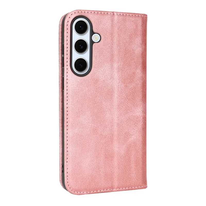 Funda para Samsung Galaxy S25 FE de Cuero PU con Textura de Piel de Ternero, Cierre Magnético y Cubierta para Smartphone - Oro Rosa